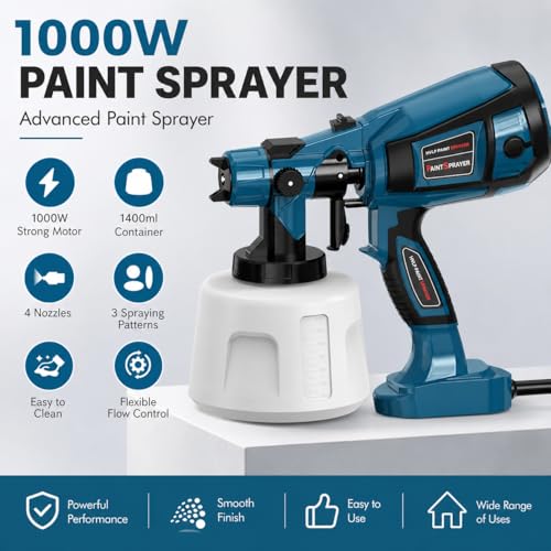 Cordless Paint Sprayer Electric Spray Paint Gun with High Capacity Container Easy to Clean for House Painting