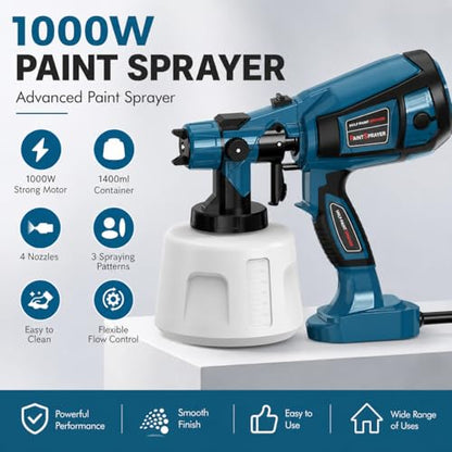 Cordless Paint Sprayer Electric Spray Paint Gun with High Capacity Container Easy to Clean for House Painting