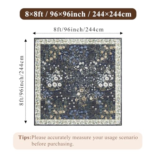 8x8 Square Area Rug Living Room (Blue / 8x8)