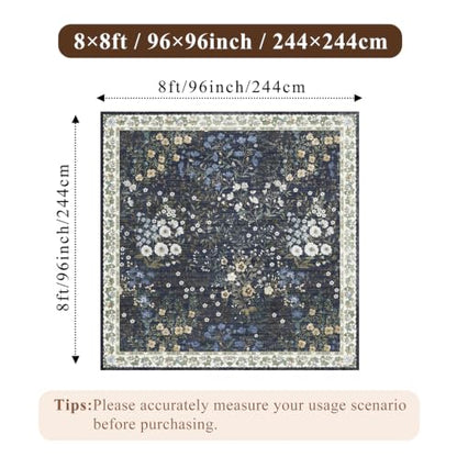 8x8 Square Area Rug Living Room (Blue / 8x8)