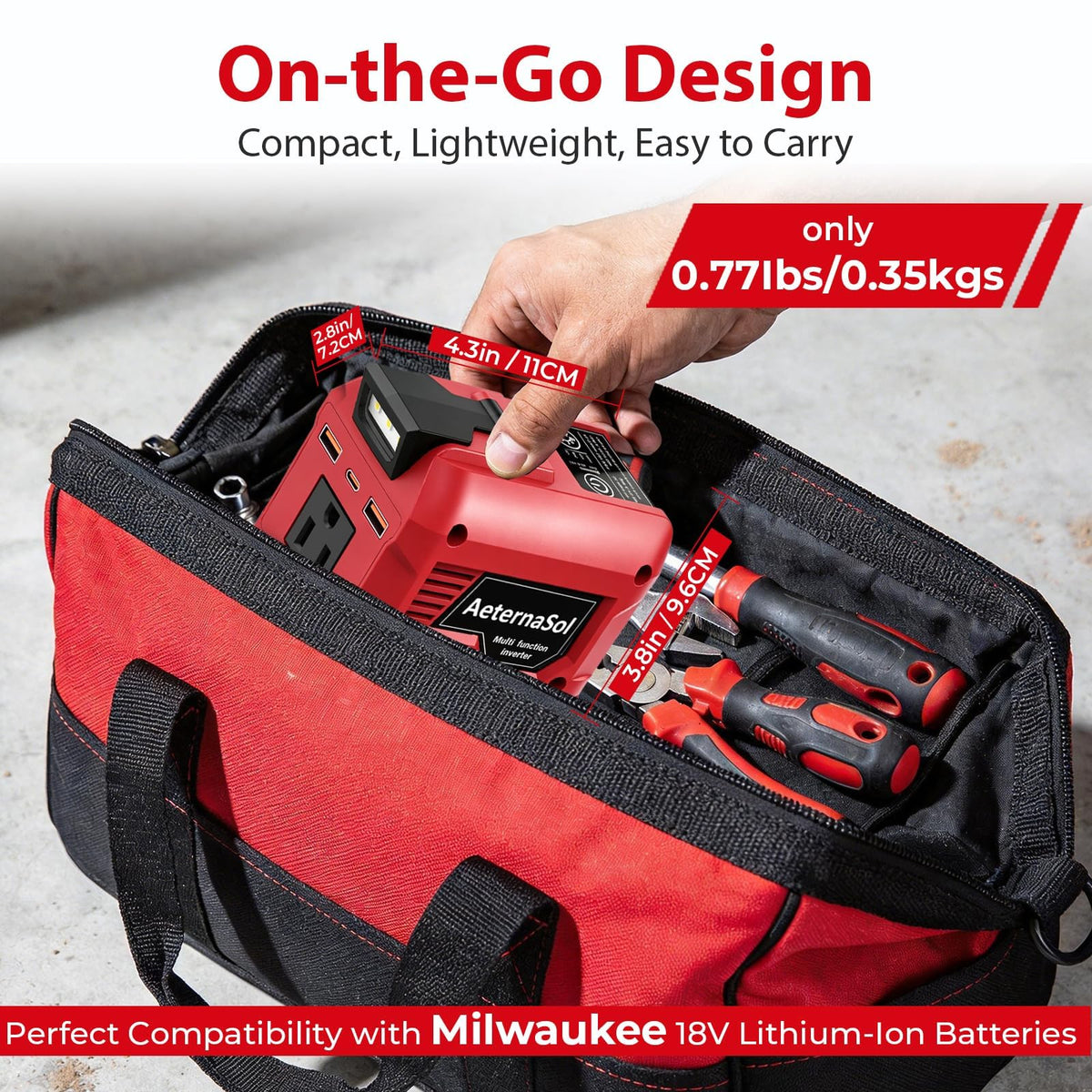 250W Power Inverter Compatible with Milwaukee 18V Battery (Red / 2)