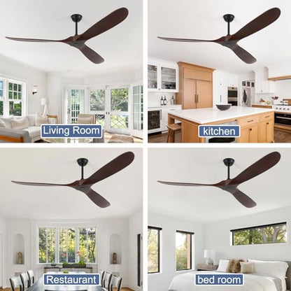 72inch Solid Wood Ceiling Fan no Light (72 inch / Dark walnut)