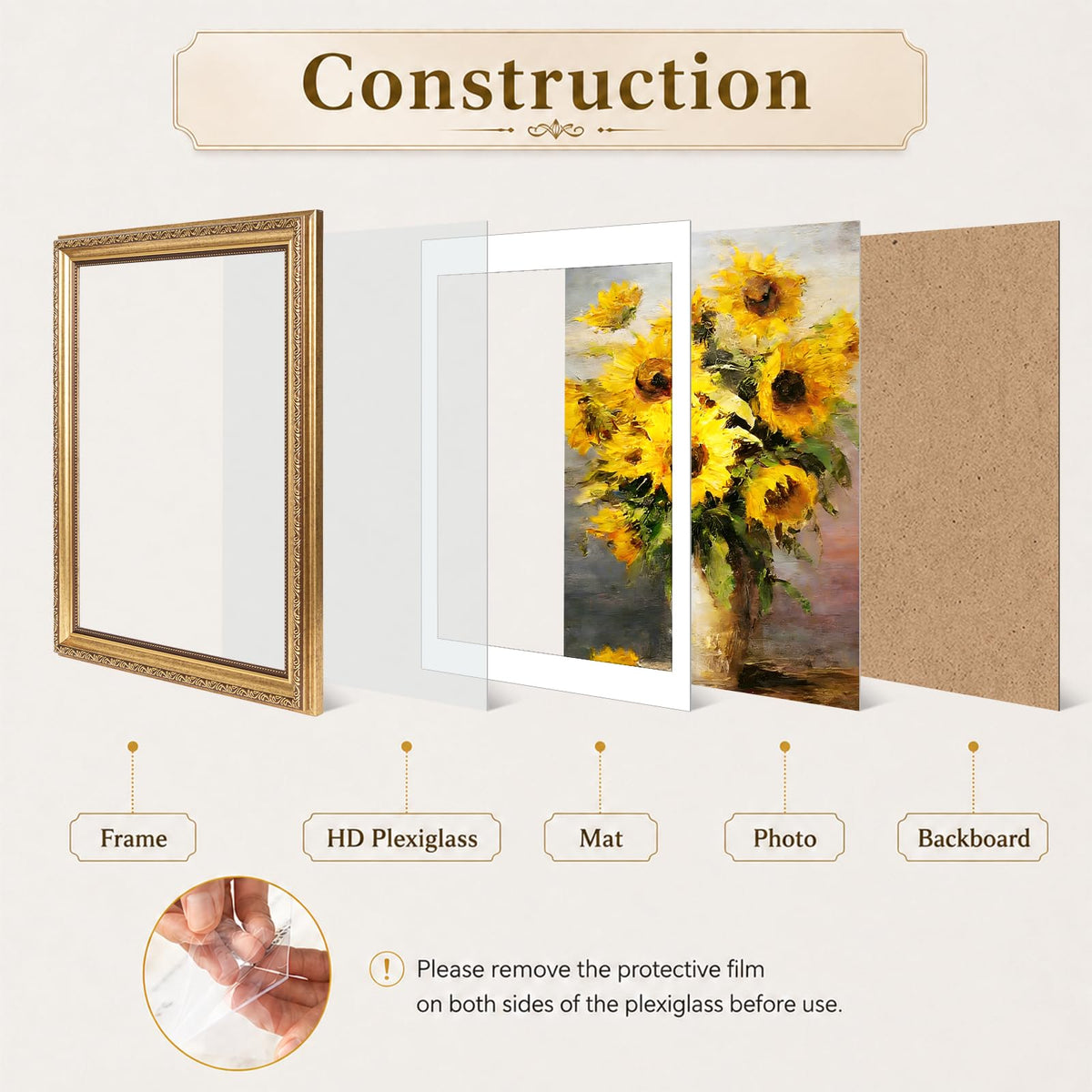 16x24 Vintage Picture Frame for Poster Photo Picture and 40x60 cm Canvas with 14x20 Mat (Gold / 16x24 inch)