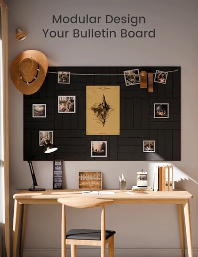 Felt Bulletin Board & Cork Board Alternative (Black-1 / Bold-stripe 12-pack)