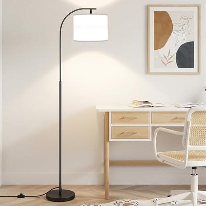 Floor Lamp with Linen Shade (White)