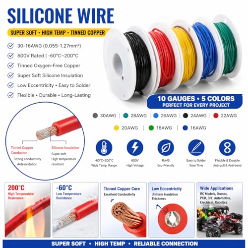 30 AWG Silicone Hook Up Wire Kit