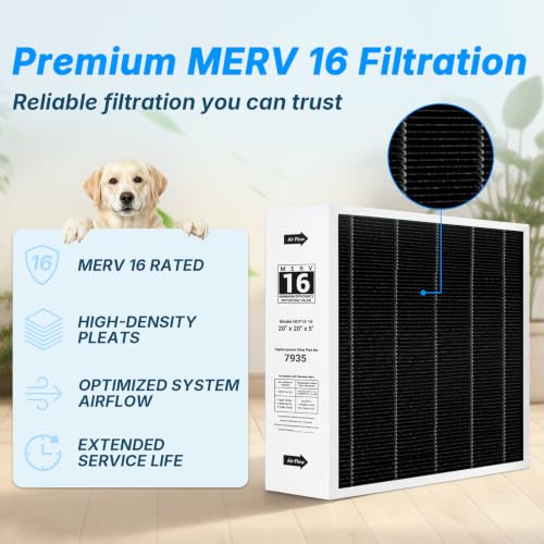 20x20x5 MERV 16 Air Filter Replacement for Lennox X7935 Honeywell FC100A1011 FC200E1011 Furnace Filter