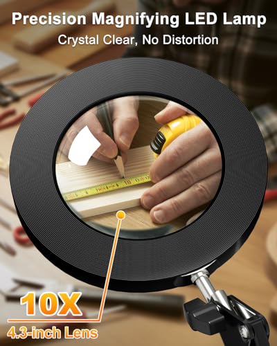 10X Magnifying Glass with Light and Clamp