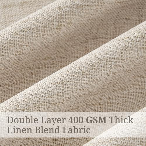 Pinch Pleated 90 Inch Natural Linen Blackout Curtains 2 Panels Set for Living (Natural / 50"W x 90"L (Pack of 2))