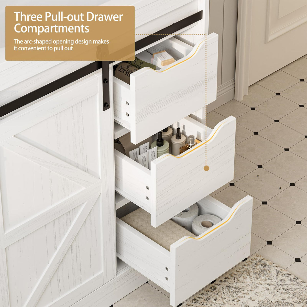 Bathroom Vanity with Sink (Distressed White / 30")