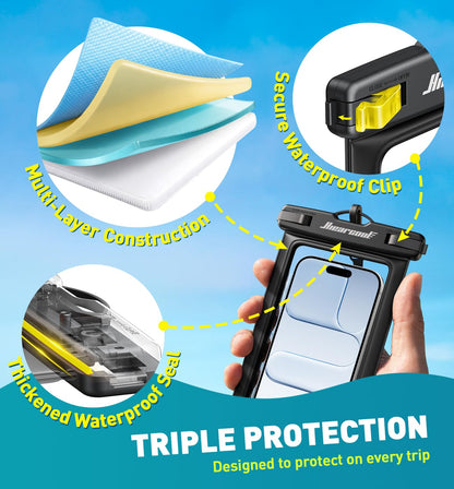 Waterproof Phone Pouch (2-Pack Black & Clear)