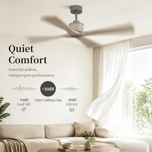 54" Ceiling Fan without Light 4 Wood Blades