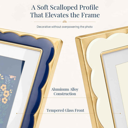 5x7 Scalloped Enamel Picture Frame (Cloud Ivory / 5x7)