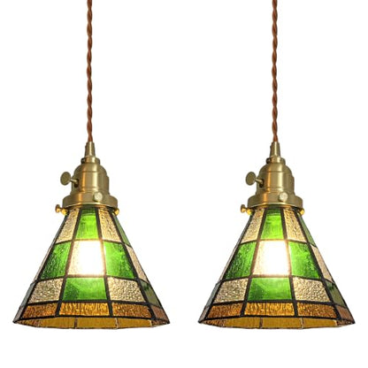 Pendant Light with Stained Glass Lmapshade