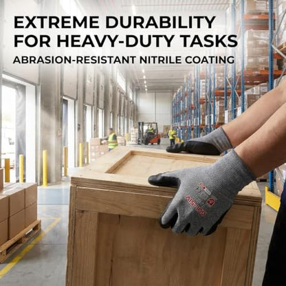 Work Gloves Nitrile Foam Coated 12 Pairs
