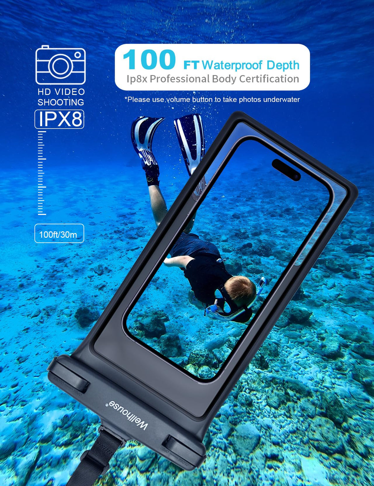Waterproof Phone Pouch (2 Pack - Black & Green8.0")