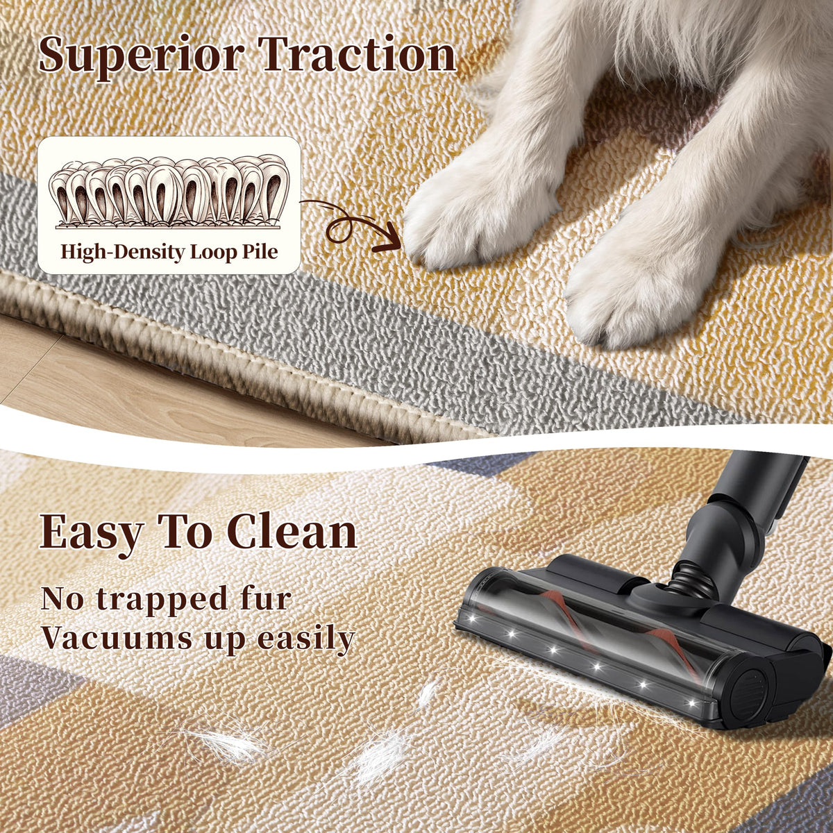 Waterproof 3x5 Runner Rug Non Slip Floor Runners for Dogs (Sau Beige / 3' x 5' (Runner))