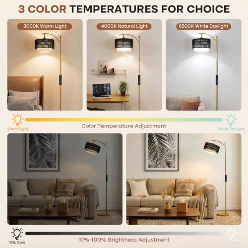 Arc Floor Lamp for Living Room with Remote