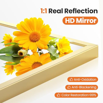 26"x38" Arched Bathroom Mirror (Gold / 39"L x 26"W / Arched-Top)