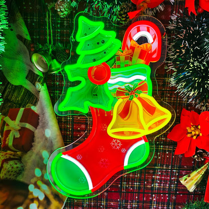 Christmas Stocking Neon Sign Dimmable Christmas Bell Tree LED Neon Light (SDWLD)