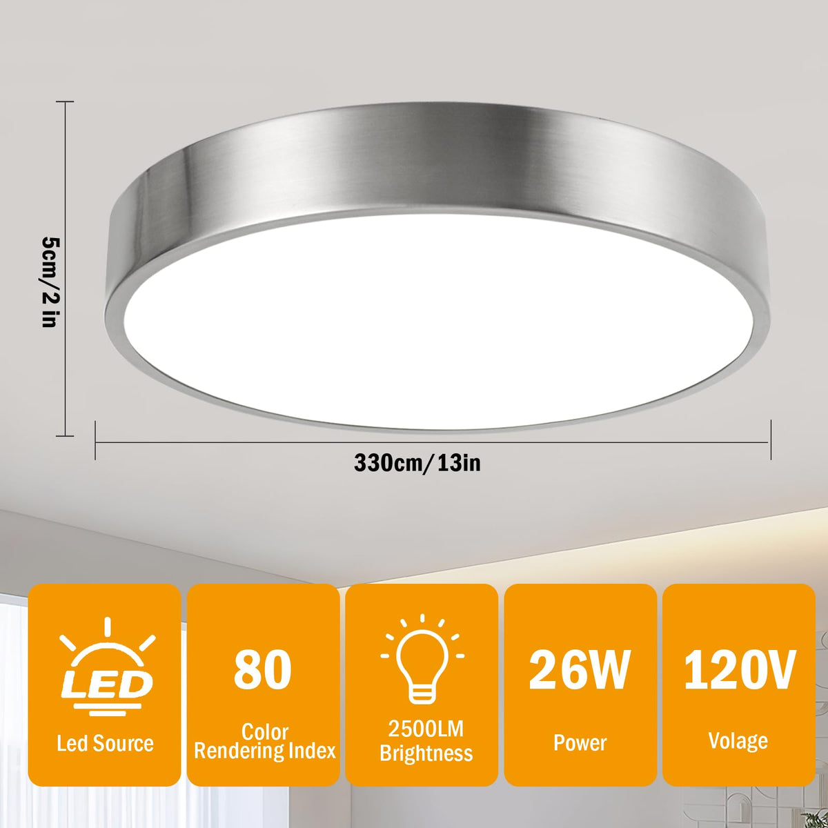 Flush Mount Ceiling Light (Satin Nickel)