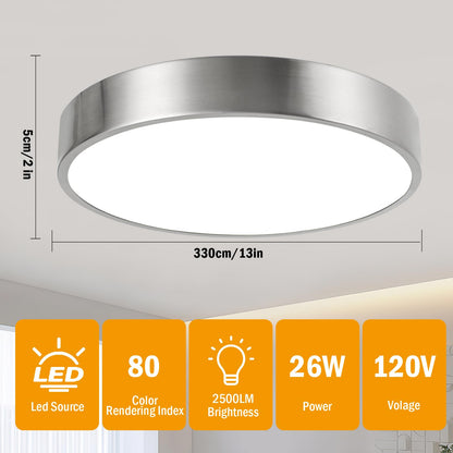 Flush Mount Ceiling Light (Satin Nickel)