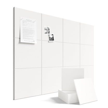 Felt Bulletin Board & Cork Board Alternative 36'' x 24'' (Milky White-1 / Solid tile 12-pack)