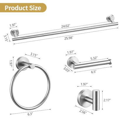 5 Piece Brushed Nickel Bathroom Accessories Set Bathroom Towel Bar (Brushed Nickel)