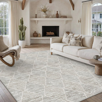 6x9 Area Rug Grey Washable Rugs for Living Room (L| Grey / 6' x 9' (Rectangular))