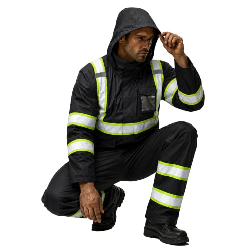 Reflective Rain Suits for Men Waterproof High Visibility Rain Gear