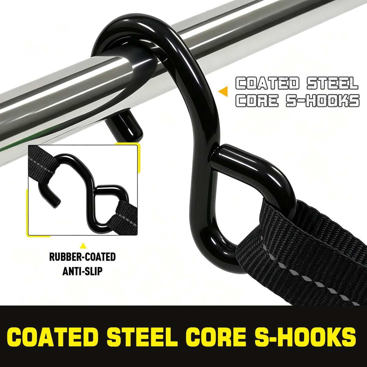 Ratchet Tie Down Straps 4pk 1" x15ft 1650lbs Motorcycle Tie Down Straps (Black / 1650LB - 15Ft)