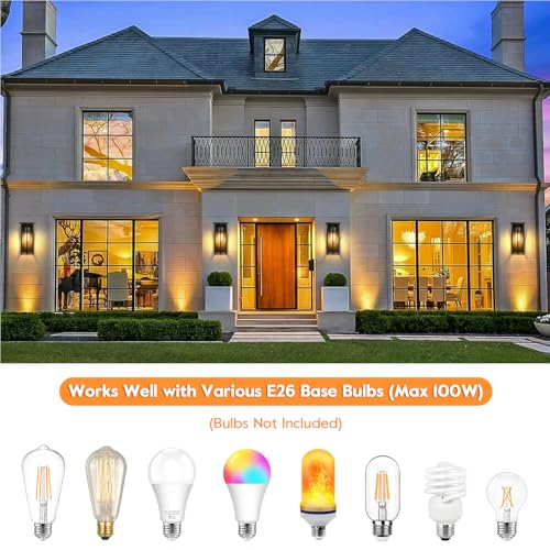 2 Pack Square Cross Glass Outdoor Wall Lights