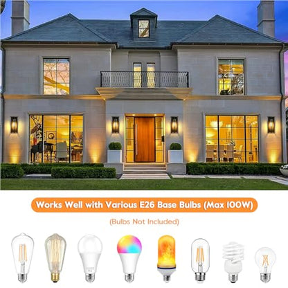 2 Pack Square Cross Glass Outdoor Wall Lights