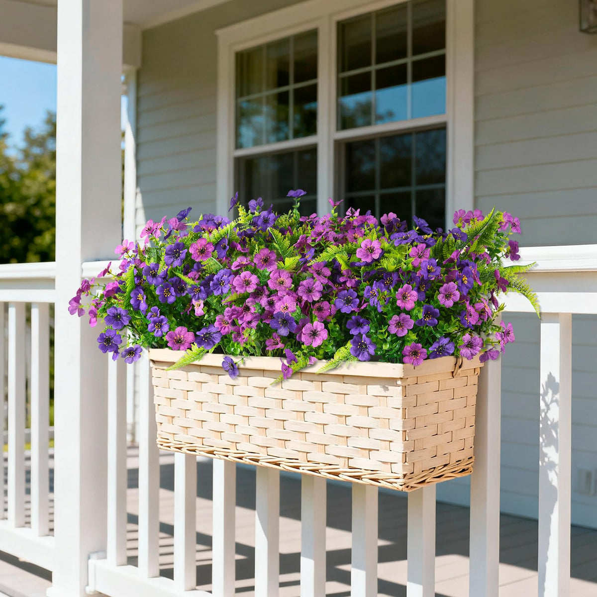 Artificial Flowers for Outdoor Faux Plants Fake Flowers Spring Decor (Light Purple Deep Purple / 12 PCS)