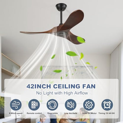 42'' Outdoor Ceiling Fan no Light (42 inch / Dark walnut)