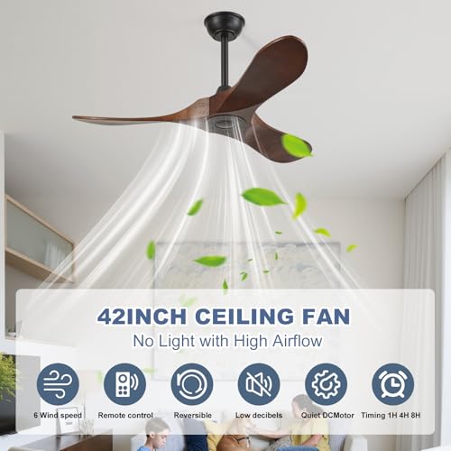 42'' Outdoor Ceiling Fan no Light (42 inch / Dark walnut)