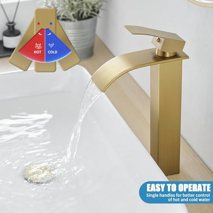 Tall Bathroom Faucet Vessel Sink Faucet with Drain