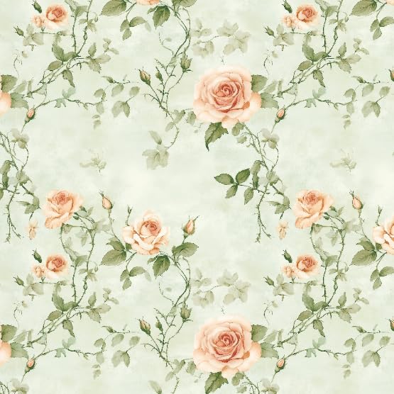 Sage Green Leaf Peel and Stick Wallpaper Beige Wildflower