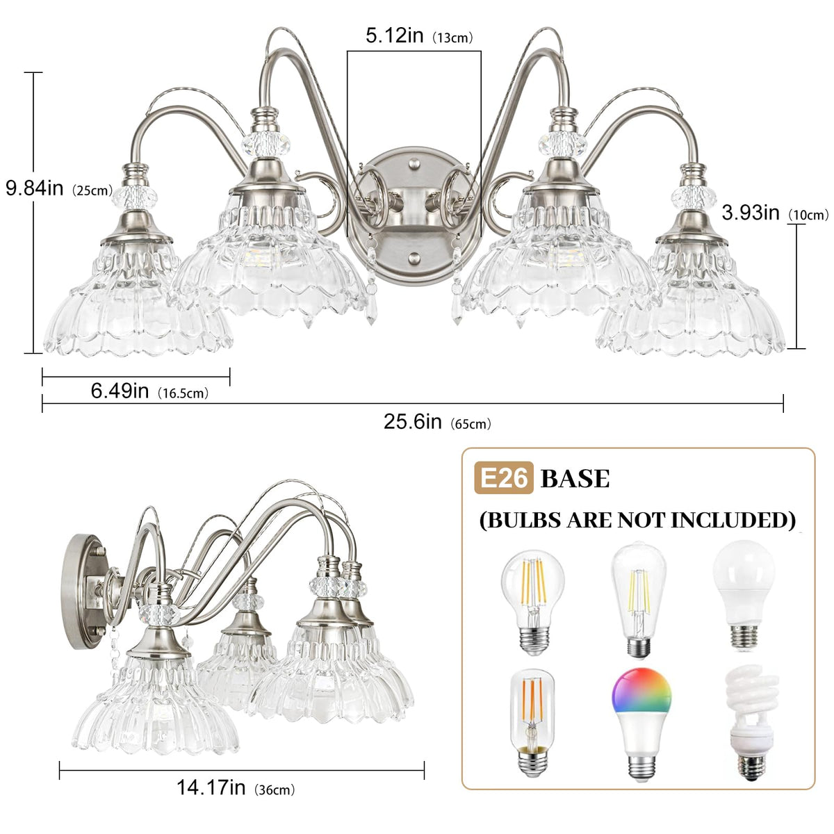 Brushed Nickel Bathroom Vanity Light (Nickel / 4-Light)