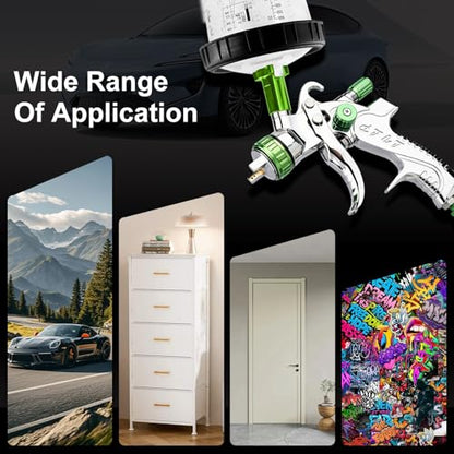 LVLP Air Spray Gun with 10PCS Disposable Mixing Cups & Air Regulator