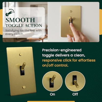 Solid Brass Gold Metal Toggle Light Switch