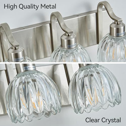 3 Light Vanity Lights with Clear Tulip Glass Shade (Brushed Nickel - Tulip Clear / 3-light)