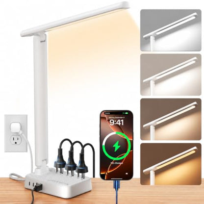 LED Desk Lamp with Power Strip