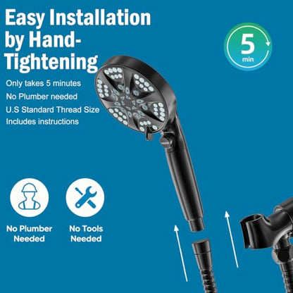 9 Settings Filtered Shower head with Handheld with Power Wash