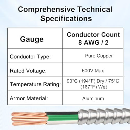 8 AWG 2 Metal Clad (100FT / 8AWG/2)