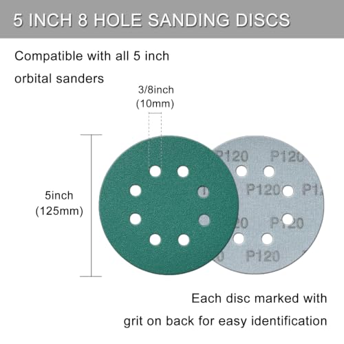 5 Inch 8 Hole Sanding Discs 50 Pcs 400 Grit