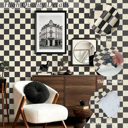 Checkered Wallpaper Checkerboard Peel and Stick Wallpaper Bedroom Removable Self Adhesive Wall Paper Waterproof Bathroom Vinyl
