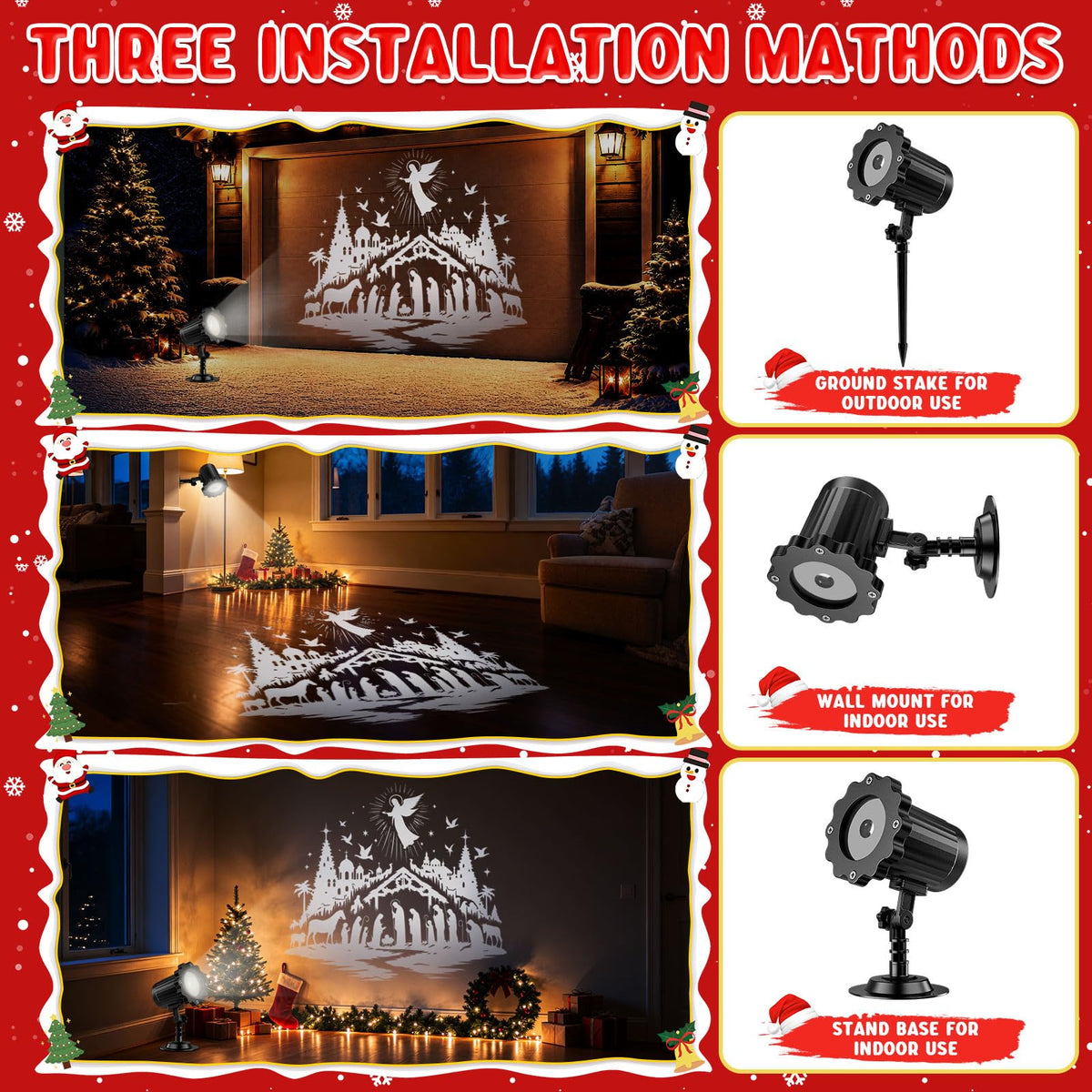 Nativity Scene Projector Light with HD Festive Patterns for Yard (White Angel Nativity)