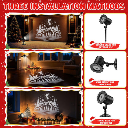Nativity Scene Projector Light with HD Festive Patterns for Yard (White Angel Nativity)