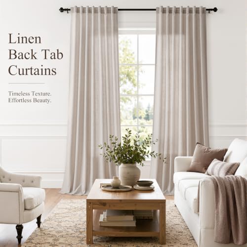 Oatmeal Linen Curtains 102 Inches Long for Living Room 2 Panels (Oatmeal / 52"W x 102"L (Pack of 2))